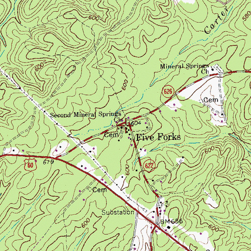 Topographic Map of Second Mineral Springs Church, VA