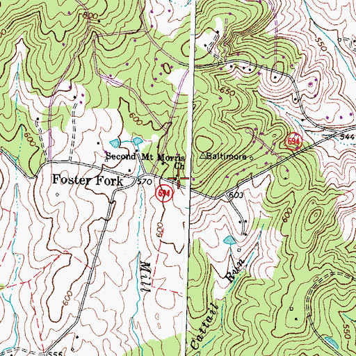 Topographic Map of Second Mount Morris Church, VA