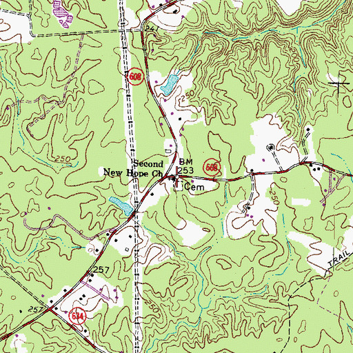 Topographic Map of Second New Hope Baptist Church, VA