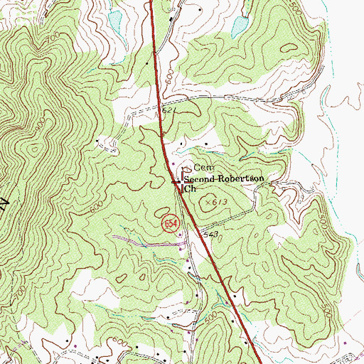 Topographic Map of Second Robertson Church, VA