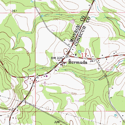 Topographic Map of Bermuda Cemetery, AL