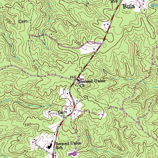 Topographic Map of Second Union Church, VA