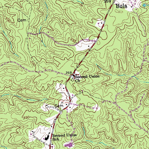 Topographic Map of Second Union Church, VA