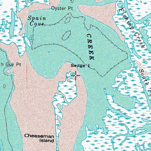 Topographic Map of Sedge Island, VA