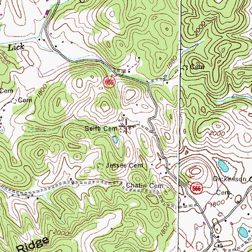 Topographic Map of Selfe Cemetery, VA