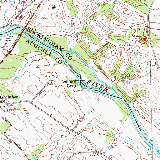 Topographic Map of Sellers Cemetery, VA