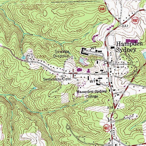 Topographic Map of Seminary Cemetery, VA
