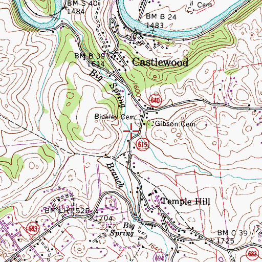 Topographic Map of Seven Spring Creek, VA