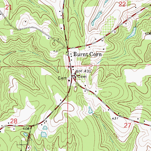 Topographic Map of Burnt Corn Methodist Church, AL