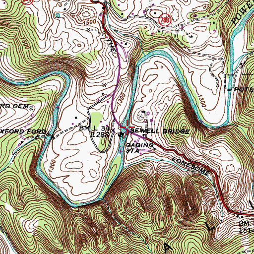 Topographic Map of Sewell Bridge, VA