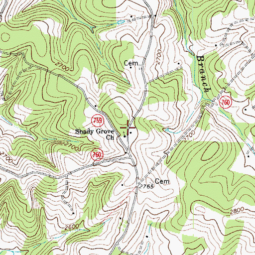 Topographic Map of Shady Grove Church, VA
