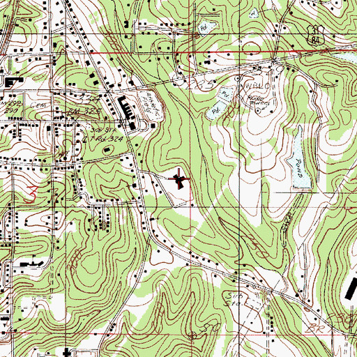 Topographic Map of Evergreen Medical Center, AL