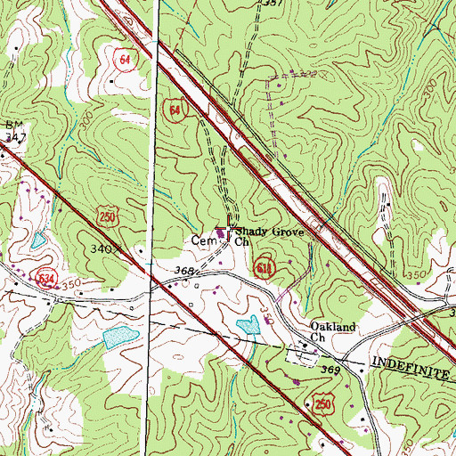 Topographic Map of Shady Grove Church, VA