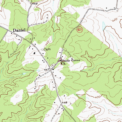 Topographic Map of Shady Grove Church, VA