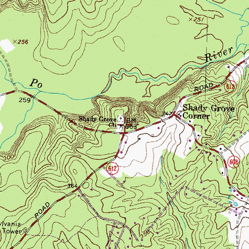 Topographic Map of Shady Grove Church, VA