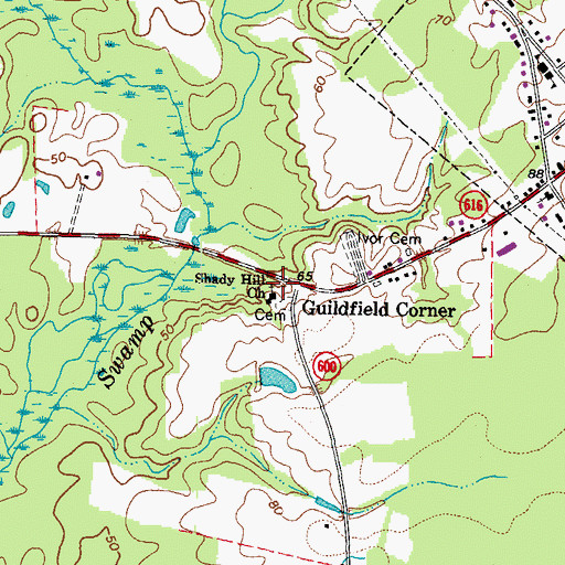 Topographic Map of Shady Hill Church, VA