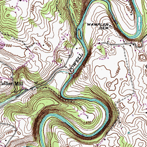 Topographic Map of Shafer Creek, VA