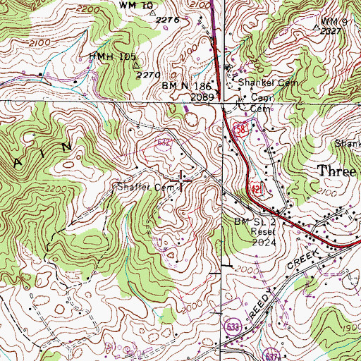 Topographic Map of Shaffer Cemetery, VA