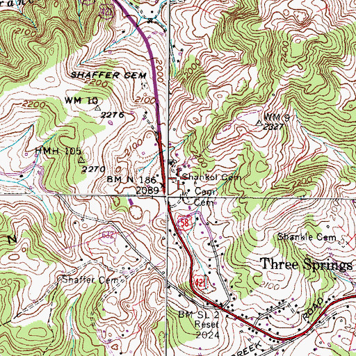 Topographic Map of Shankel Cemetery, VA