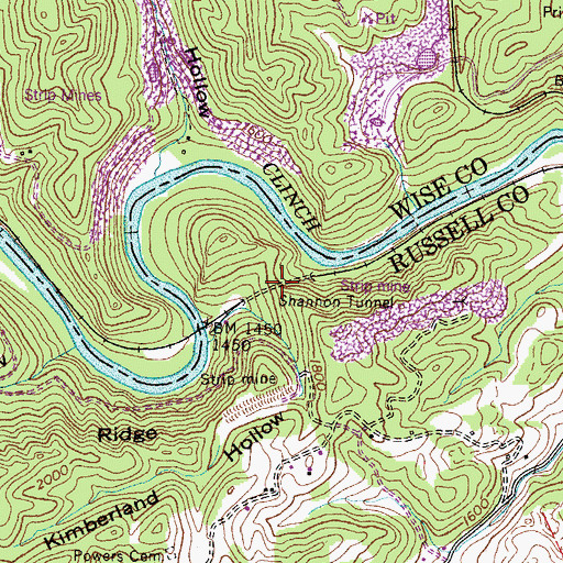 Topographic Map of Shannon Tunnel, VA