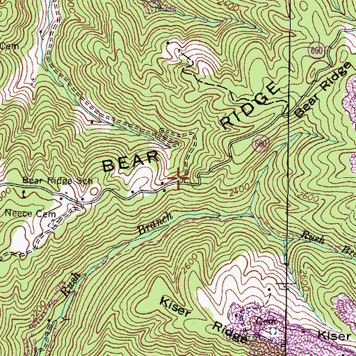 Topographic Map of Bear Ridge, VA