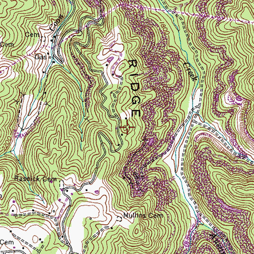 Topographic Map of Brushy Ridge, VA