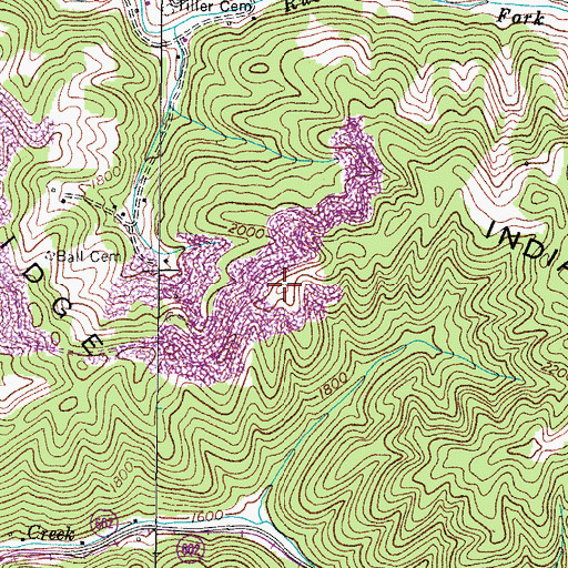 Topographic Map of Indian Ridge, VA