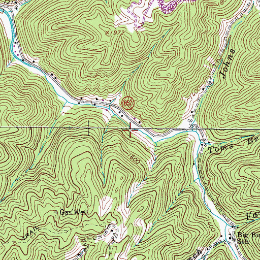 Topographic Map of Johns Branch, VA