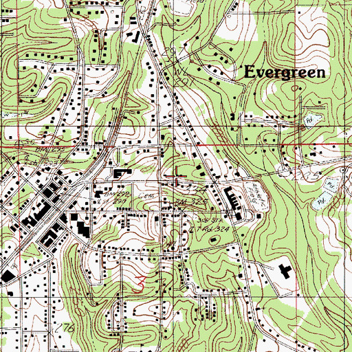Topographic Map of First Assembly of God Church, AL