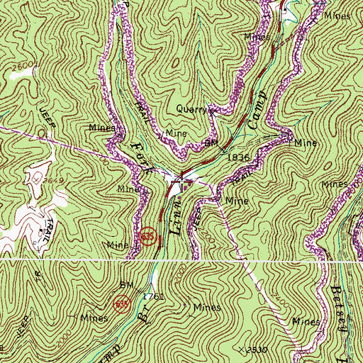 Topographic Map of Left Fork Linn Camp Branch, VA