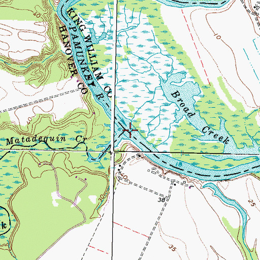 Topographic Map of Matadequin Creek, VA