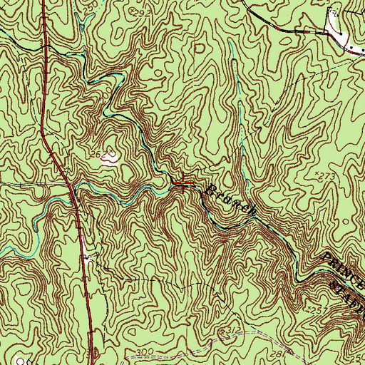 Topographic Map of Middle Branch Chopawamsic Creek, VA