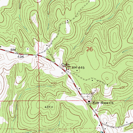 Topographic Map of John Green Cemetery, AL