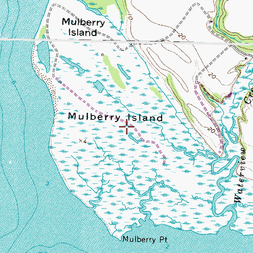 Topographic Map of Mulberry Island, VA