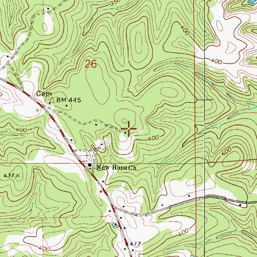 Topographic Map of Lee Cemetery, AL