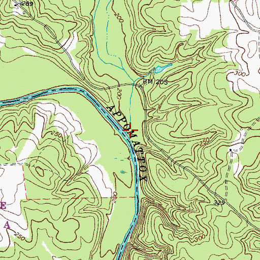 Topographic Map of Rocky Ford Creek, VA