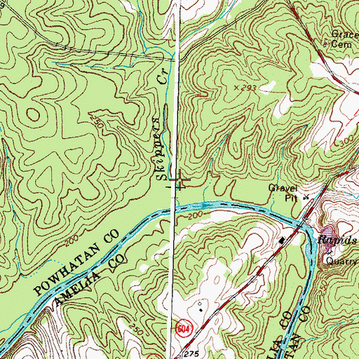 Topographic Map of Skippers Creek, VA