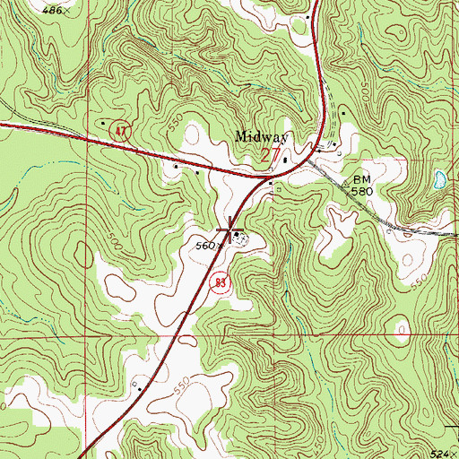 Topographic Map of Midway Baptist Church, AL