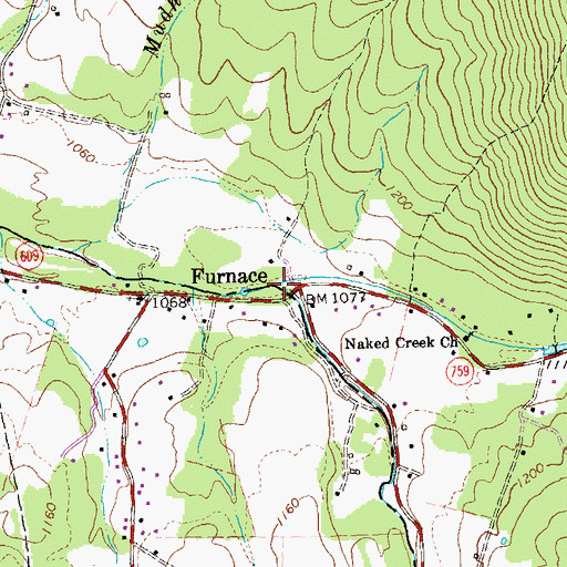 Topographic Map of South Branch Naked Creek, VA