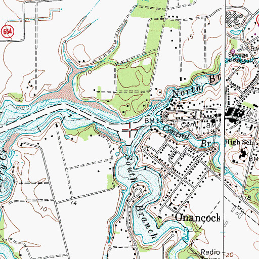 Topographic Map of South Branch Onancock Creek, VA