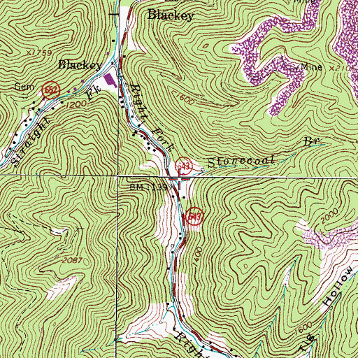 Topographic Map of Stonecoal Branch, VA