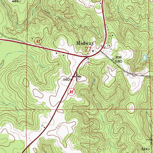 Topographic Map of Midway Cemetery, AL