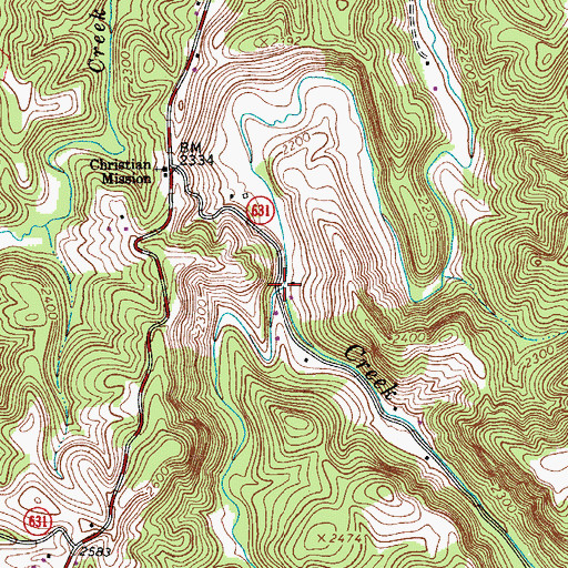 Topographic Map of West Fork Big Indian Creek, VA