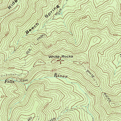 Topographic Map of White Rocks, VA