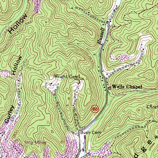 Topographic Map of Wright Cemetery, VA