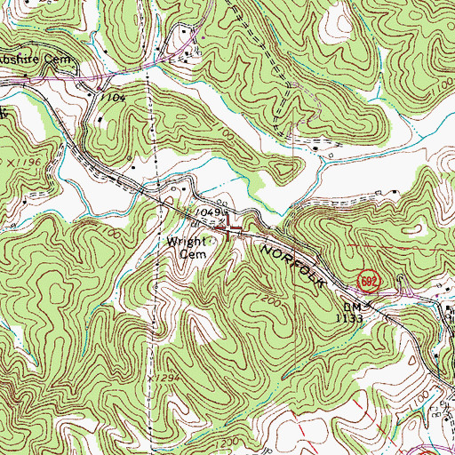 Topographic Map of Wright Cemetery, VA
