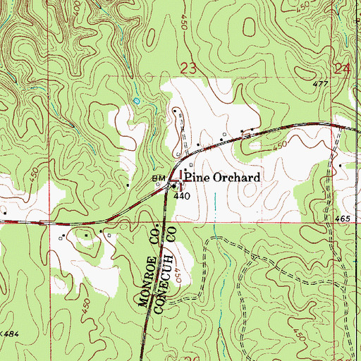 Topographic Map of Pine Orchard Cemetery, AL
