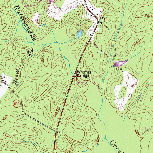 Topographic Map of Wrights Bridge, VA