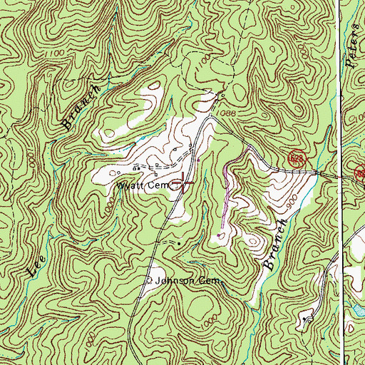 Topographic Map of Wyatt Cemetery, VA