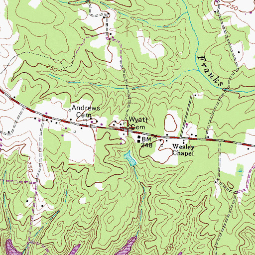 Topographic Map of Wyatt Cemetery, VA